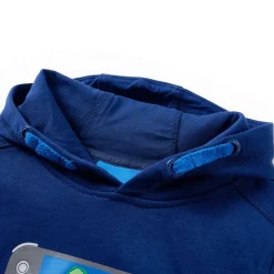 Kindertrui met capuchon 104 donkerblauw><noscript><img width=