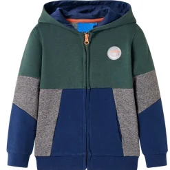 Kindervest met capuchon en rits 92 donkergroen>vidaXL Clearance