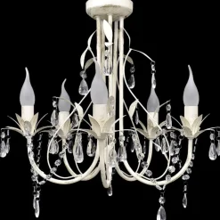 Verlichting*vidaXL Kristallen kroonluchter met wit elegant design (5 lampen)