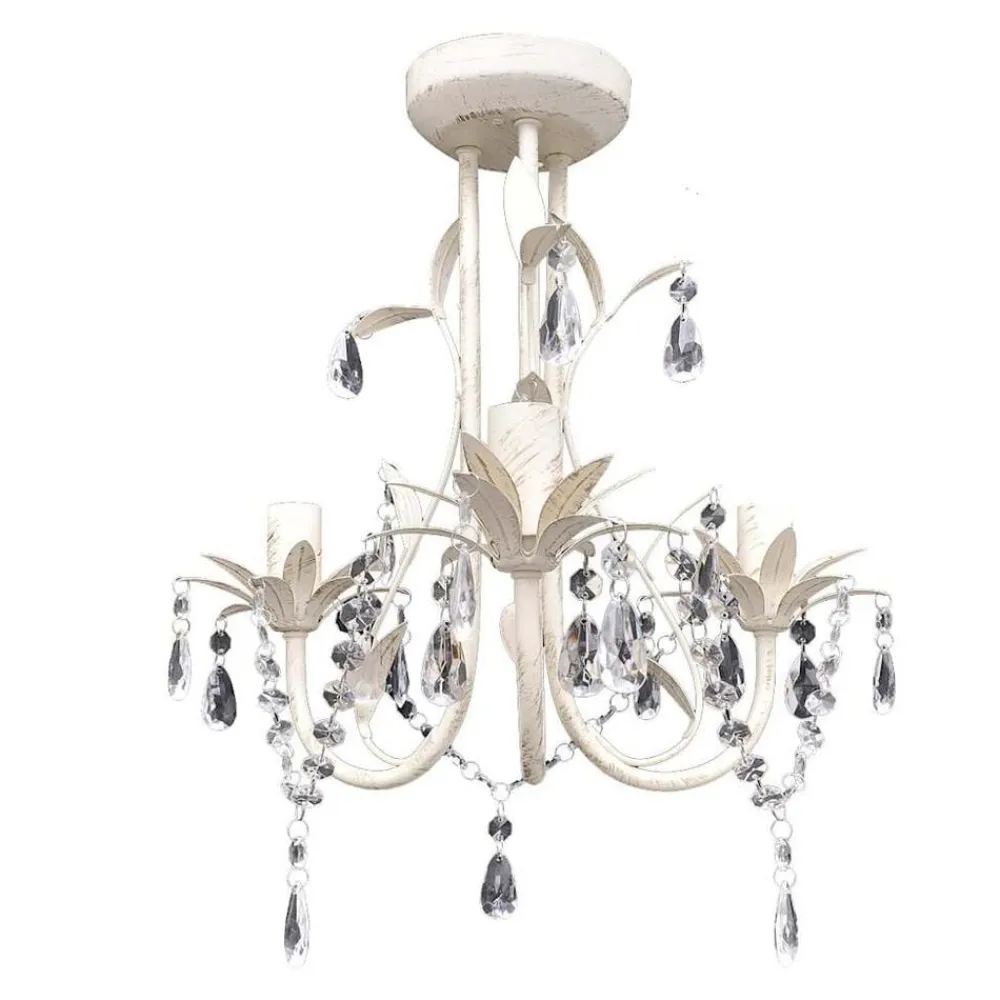 Verlichting*vidaXL Kristallen kroonluchter met wit elegant design (3 lampen)