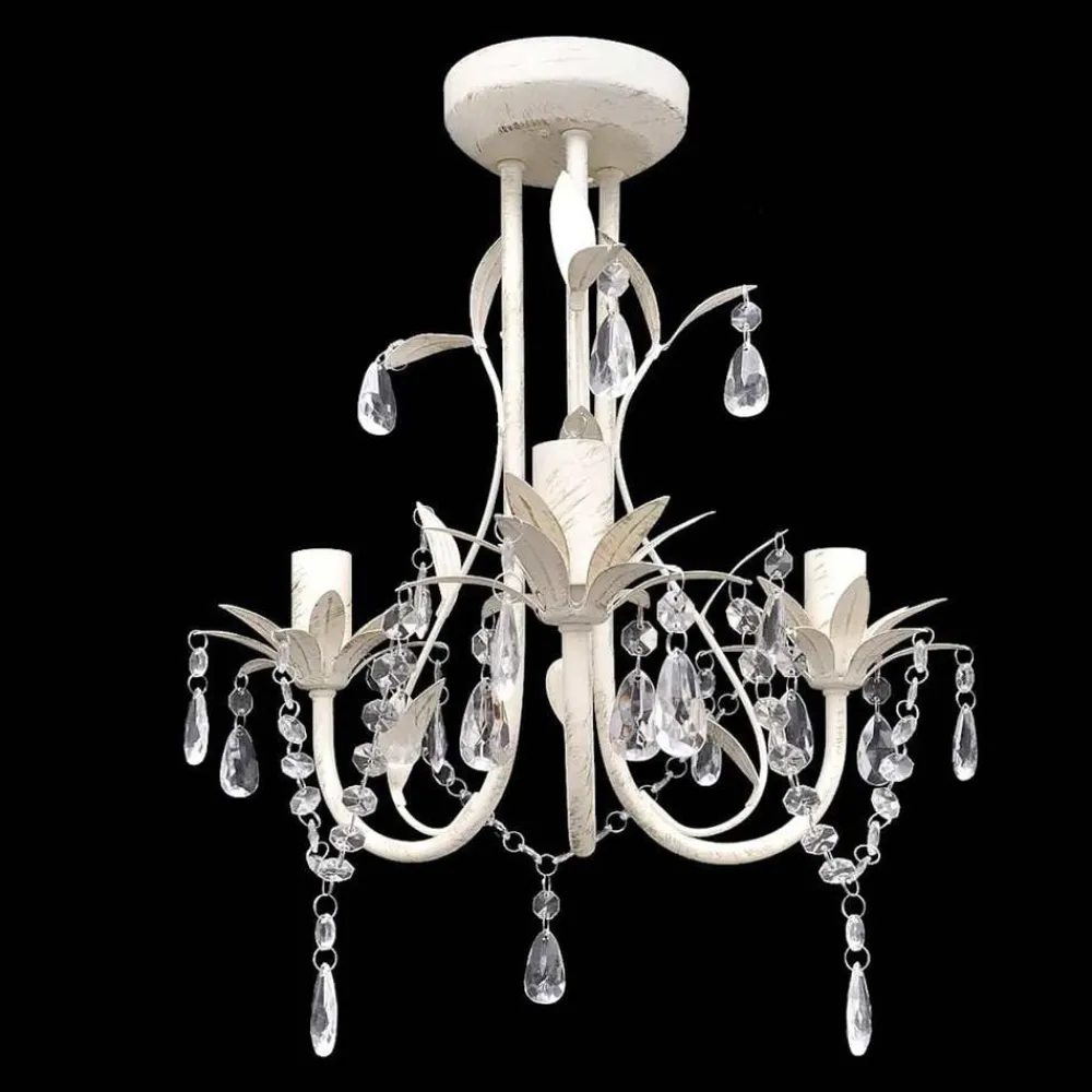 Verlichting*vidaXL Kristallen kroonluchter met wit elegant design (3 lampen)