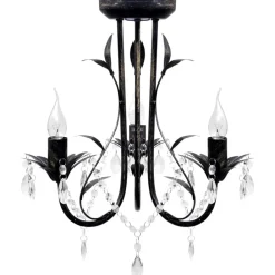 Kroonluchter art nouveau metaal kristallen kralen 3 gloeilampen zwart>vidaXL Best