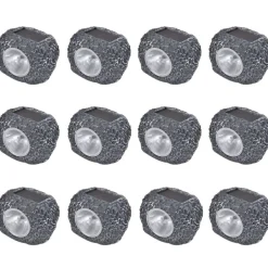 Outdoor Spotlight solar LED 12 st steenvormig>vidaXL Outlet