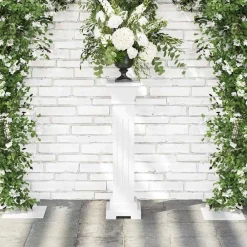 Tuin & Gazon*vidaXL Plantenstandaard klassieke zuil MDF Wit