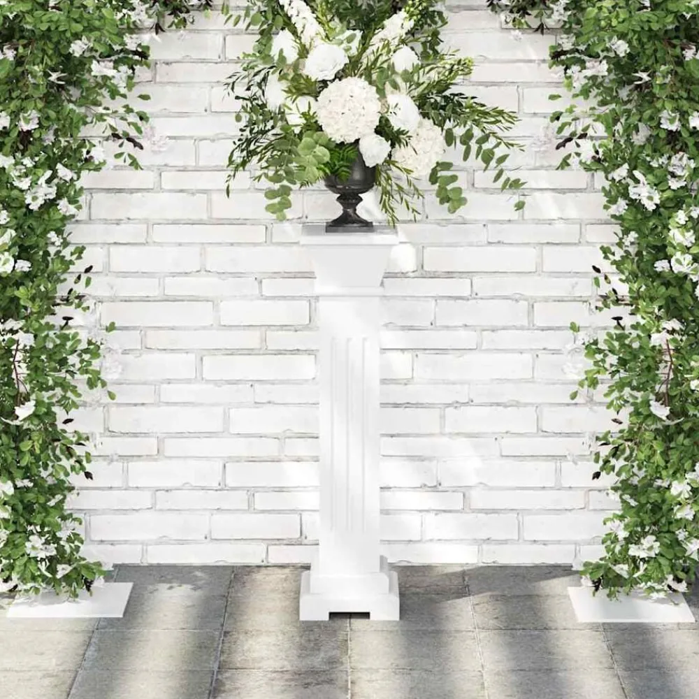 Tuin & Gazon*vidaXL Plantenstandaard klassieke zuil MDF Wit