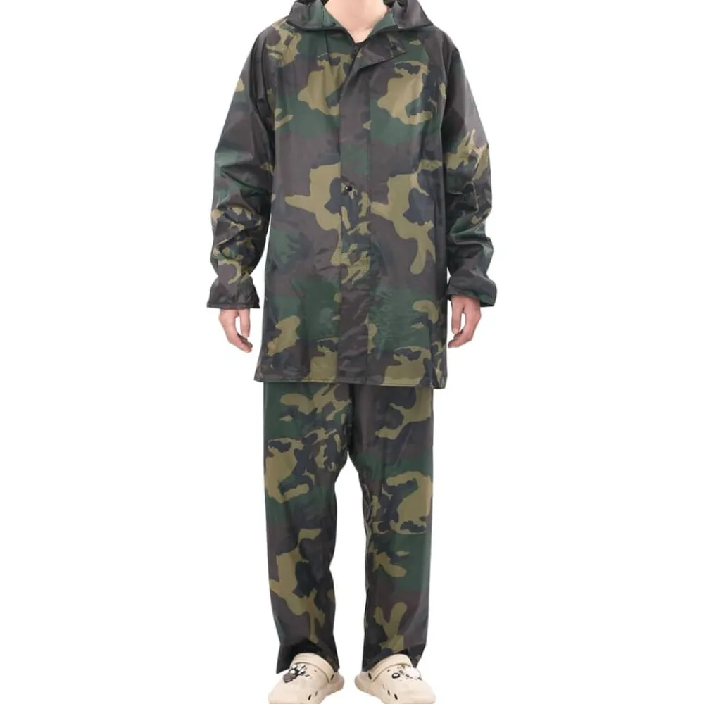 Kleding & Accessoires*vidaXL Regenpak 2-delig met capuchon (heren / camouflage / maat M) Groen