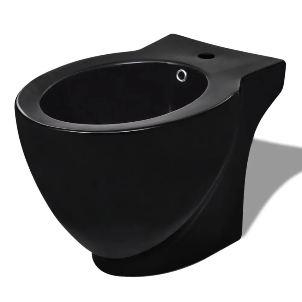 Sanitair & Loodgietersbenodigdheden*vidaXL Ronde staande keramieken bidet (zwart)