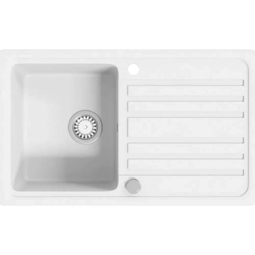 Sanitair & Loodgietersbenodigdheden*vidaXL Spoelbak graniet enkele bak met afvoer omkeerbaar Wit