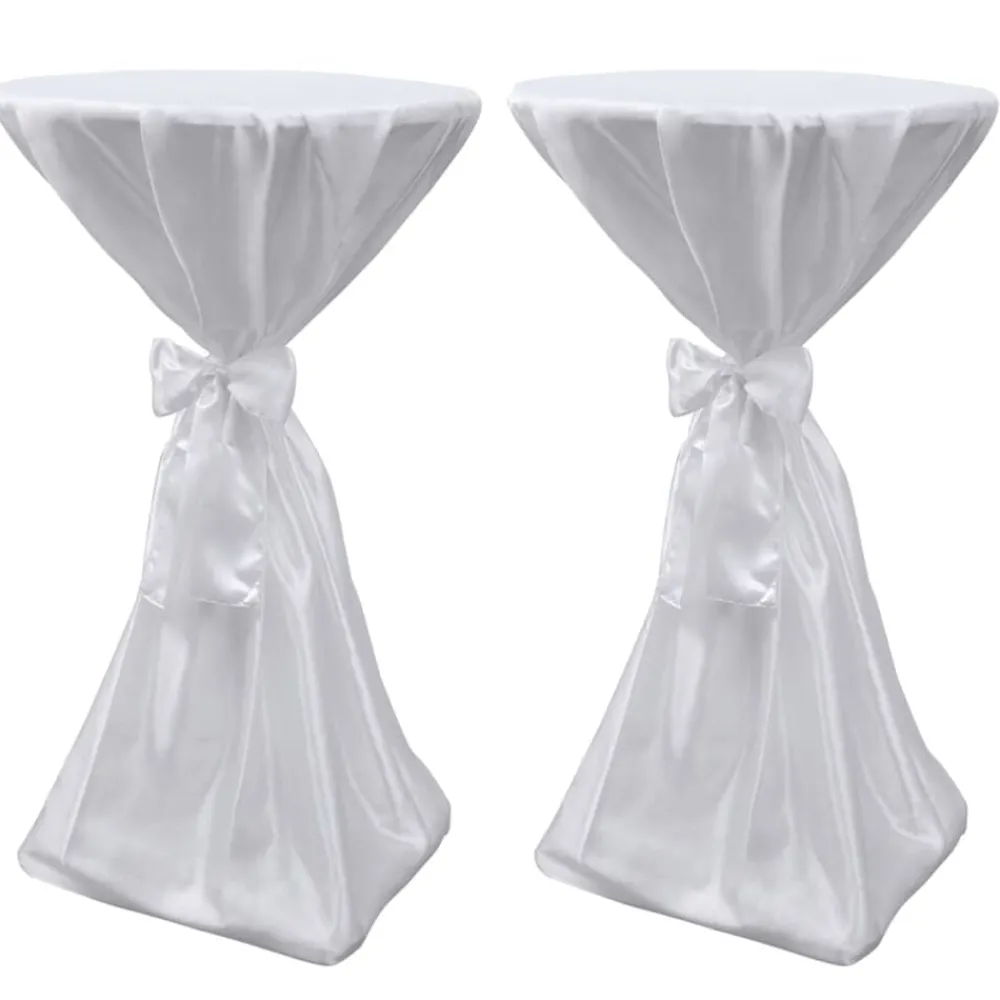 Woon- & Tuinaccessoires*vidaXL Statafelhoes met strik 60cm Wit (2 stuks)