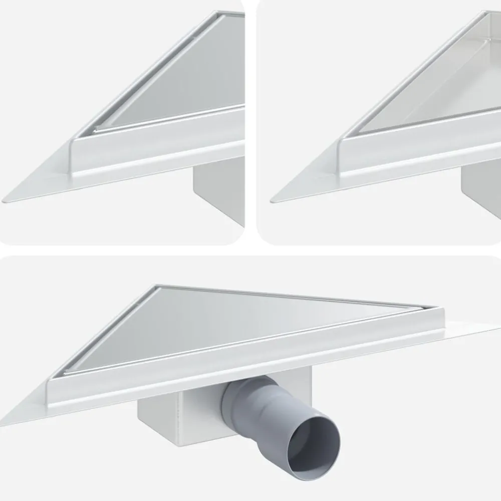 2 in 1 Driehoek Doucheafvoer Zilver 32 x 32 x 7,5 cm>vidaXL Outlet