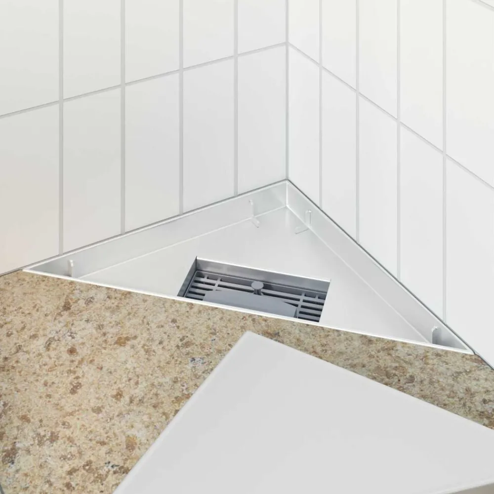 2 in 1 Driehoek Doucheafvoer Zilver 32 x 32 x 7,5 cm>vidaXL Outlet