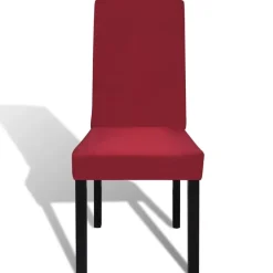 Woon- & Tuinaccessoires*vidaXL 6 st Stoelhoes stretch recht bordeaux Bordeauxrood