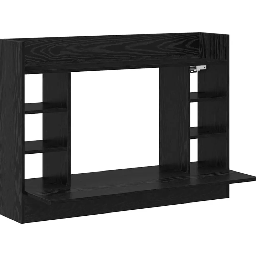 Aan de muur bevestigd bureau Zwart eiken 105 x 48 x 75 cm>vidaXL Online