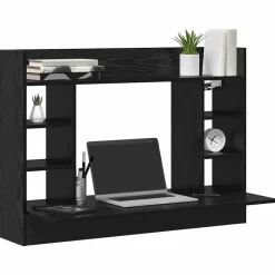 Aan de muur bevestigd bureau Zwart eiken 105 x 48 x 75 cm><noscript><img width=