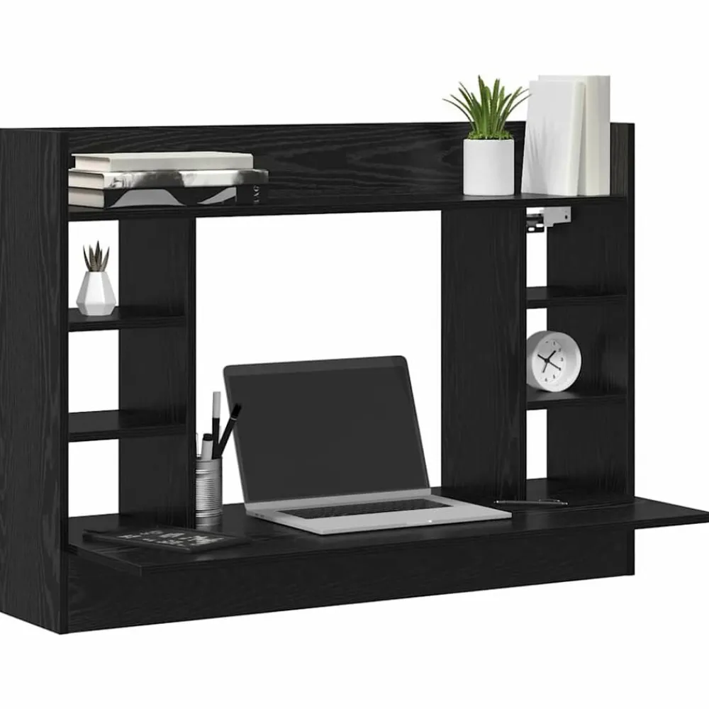 Aan de muur bevestigd bureau Zwart eiken 105 x 48 x 75 cm>vidaXL Online