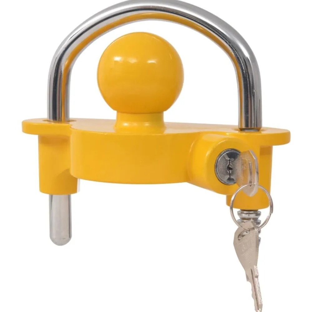 Voertuigonderdelen & -Accessoires*vidaXL Aanhangwagenslot met 2 sleutels staal en aluminiumlegering geel