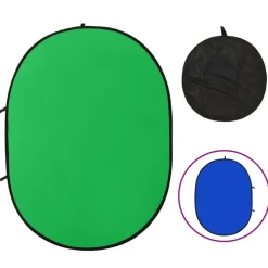 Achtergrondscherm studio 2-in-1 ovaal 200x150 cm groen en blauw>vidaXL Online