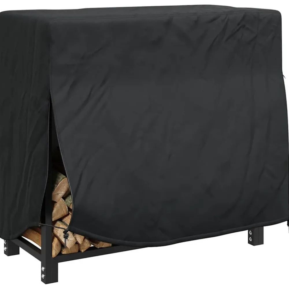 Afdekhoes voor haardhoutrek Effen Zwart 600D Oxford Stof>vidaXL New