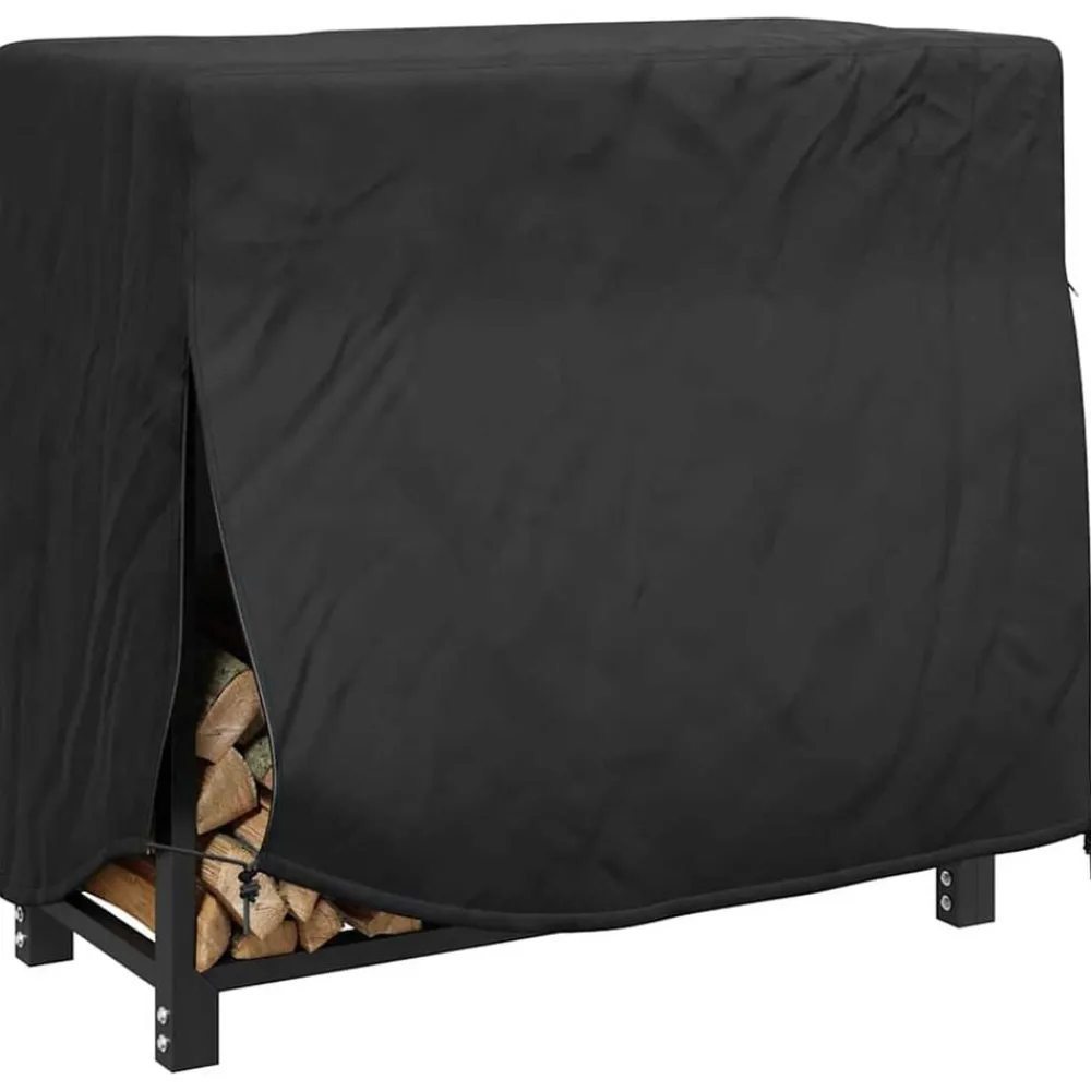 Accessoires Voor Tuinmeubelen*vidaXL Afdekhoes voor haardhoutrek Effen Zwart 210D Oxford Stof