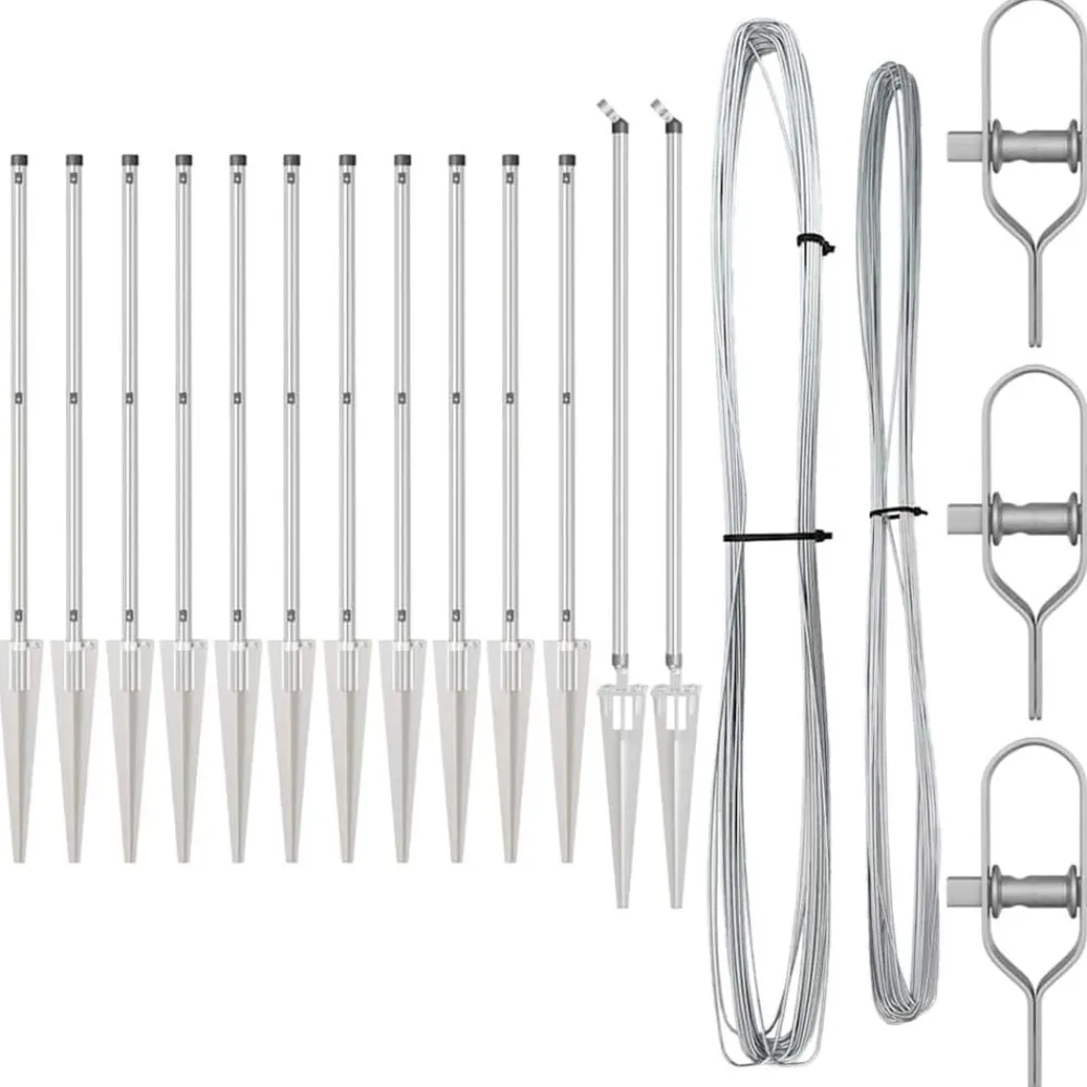 Afrasteringspaal 13 pcs Zilver Staal>vidaXL Online