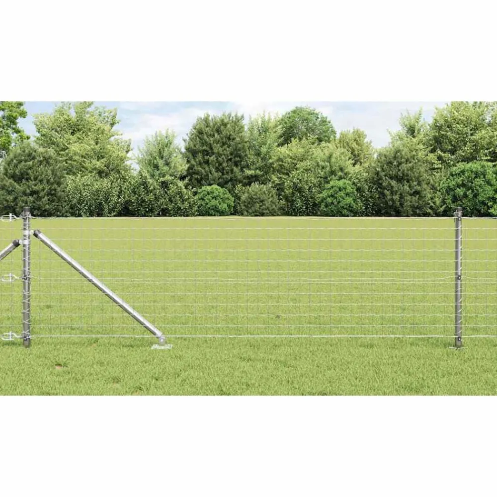 Afrasteringspaal 13 pcs Zilver Staal>vidaXL Online