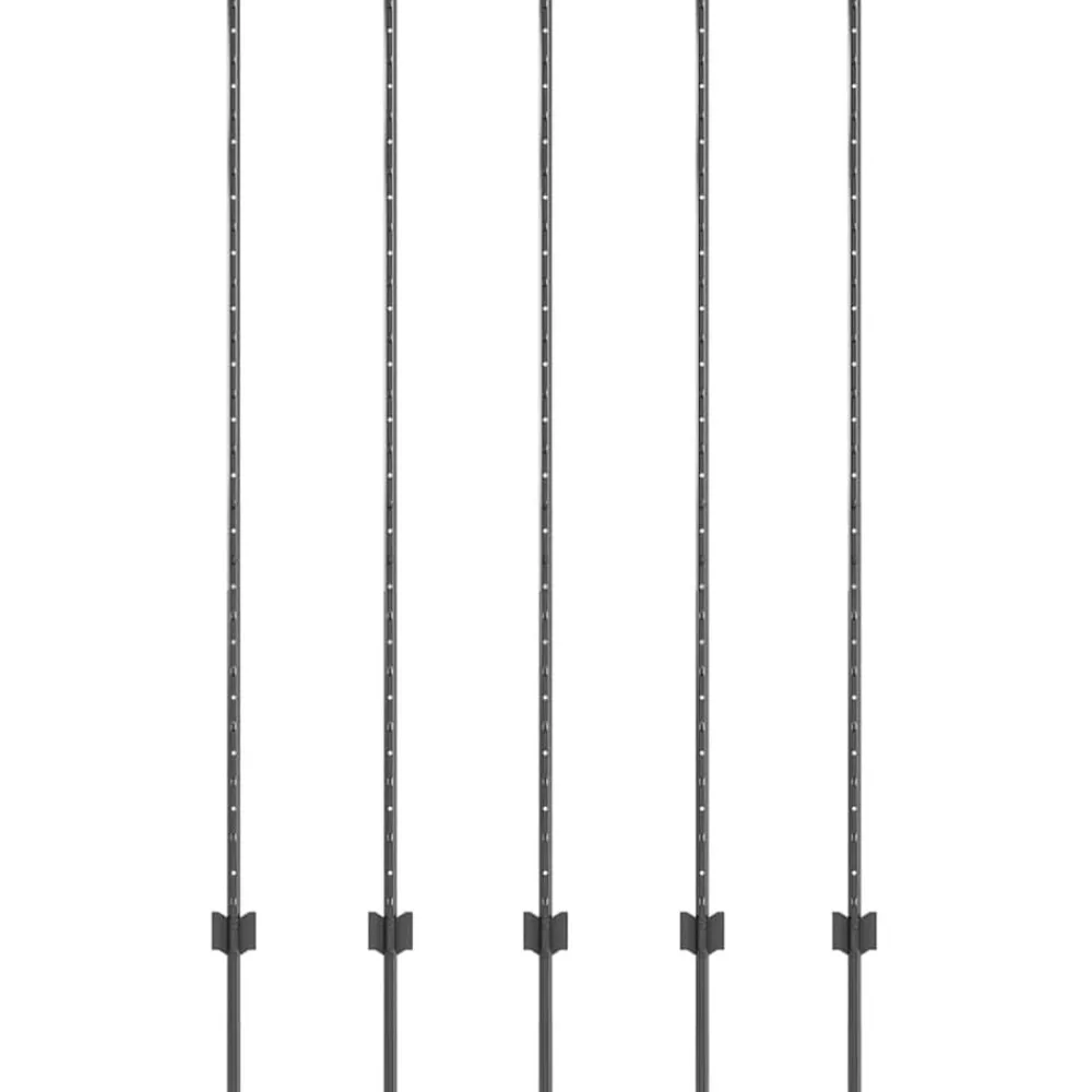 Tuinafscheidingen*vidaXL Afrasteringspaal 5 pcs Grijs 150 cm Staal Staal/grijs