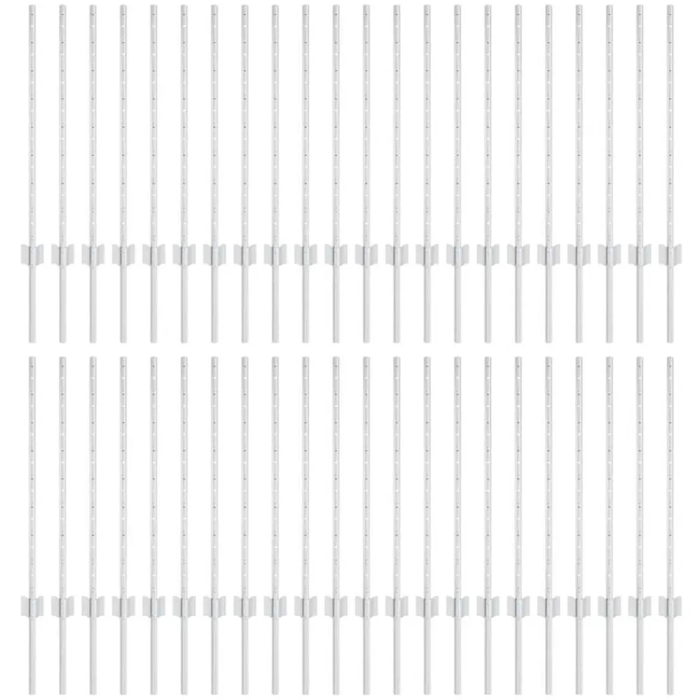 Tuinafscheidingen*vidaXL Afrasteringspaal 44 pcs Zilver 120 cm Staal Ge galvaniseerd staal/zwart