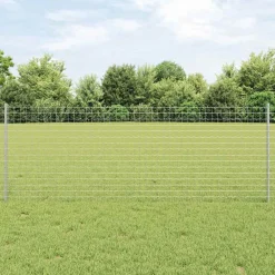 Tuinafscheidingen*vidaXL Afrasteringspaal 44 pcs Zilver 120 cm Staal Ge galvaniseerd staal/zwart