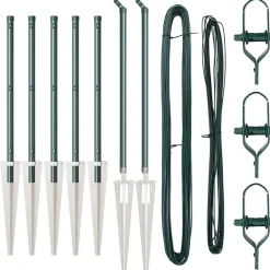 Tuinafscheidingen*vidaXL Afrasteringspaal 7 pcs Staal Groen