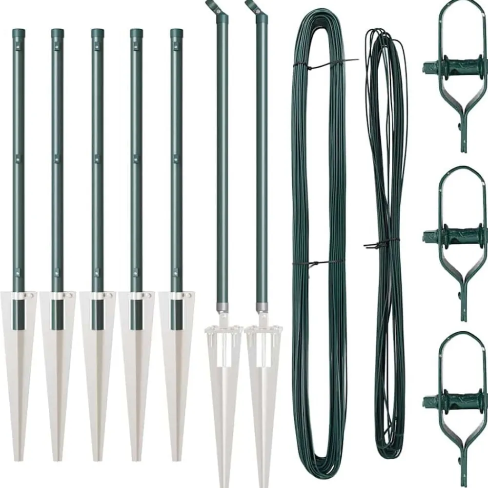 Tuinafscheidingen*vidaXL Afrasteringspaal 7 pcs Staal Groen