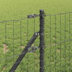 Tuinafscheidingen*vidaXL Afrasteringspaal 13 pcs Staal Grijs