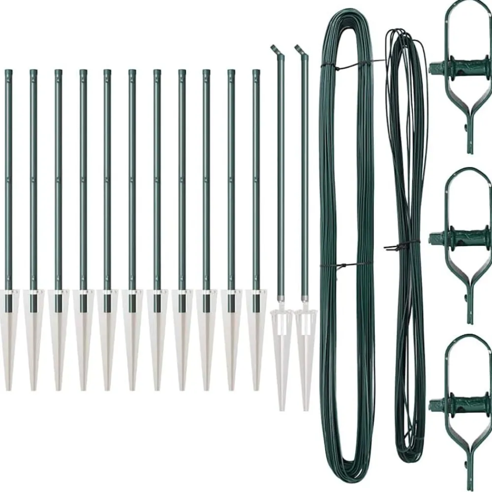 Tuinafscheidingen*vidaXL Afrasteringspaal 13 pcs Staal Groen