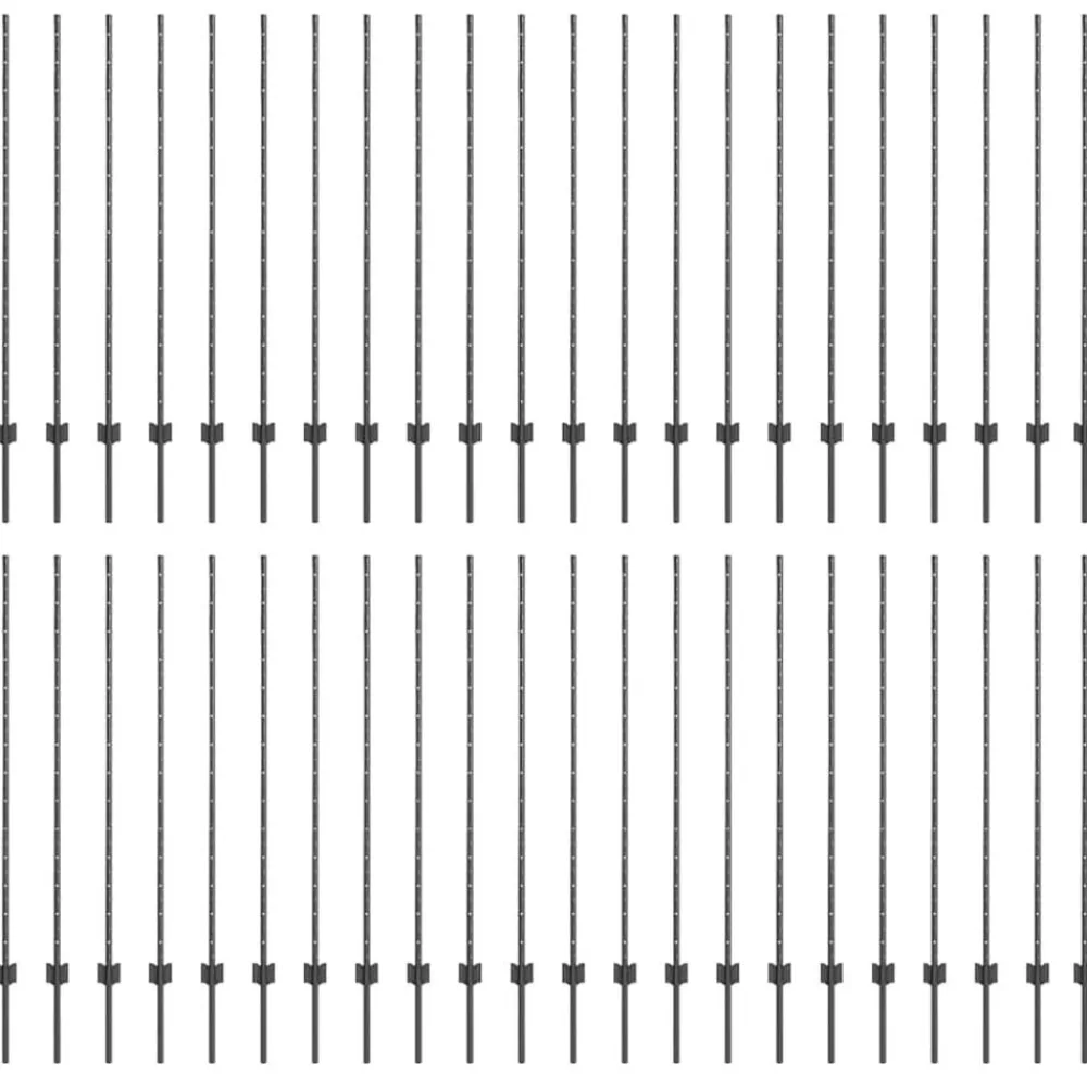 Afrasteringspaal 44 pcs Grijs 180 cm Staal>vidaXL Sale