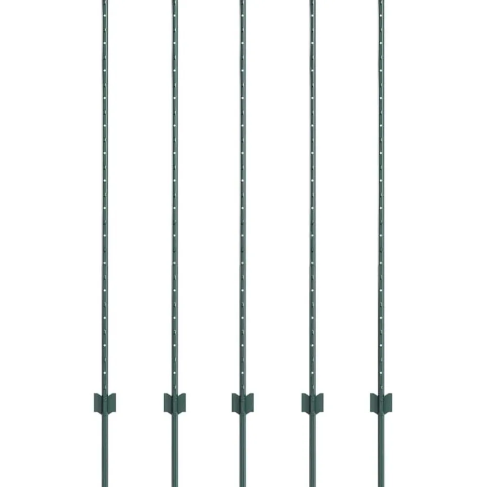 Afrasteringspaal 5 pcs Groen 140 cm Staal>vidaXL Sale
