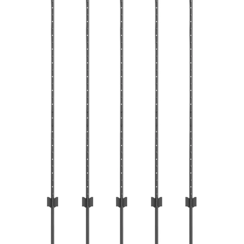 Afrasteringspaal 5 pcs Grijs 140 cm Staal>vidaXL Outlet