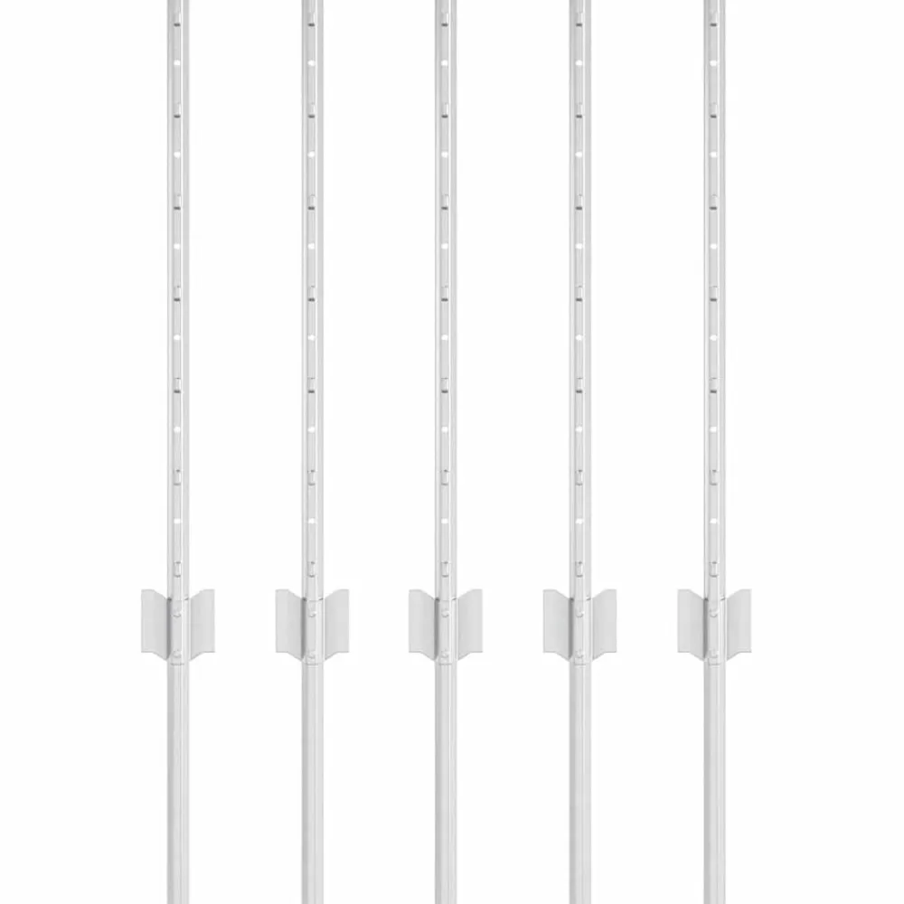 Tuinafscheidingen*vidaXL Afrasteringspaal 5 pcs Zilver 60 cm Staal Ge galvaniseerd staal/zwart