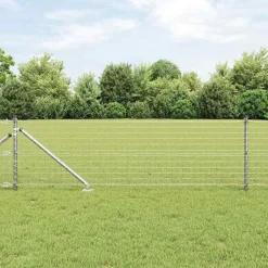 Tuinafscheidingen*vidaXL Afrasteringspaal 7 pcs Zilver Staal Gegalvaniseerd staal