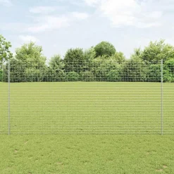 Tuinafscheidingen*vidaXL Afrasteringspaal 5 pcs Zilver 150 cm Staal Ge galvaniseerd staal/zwart