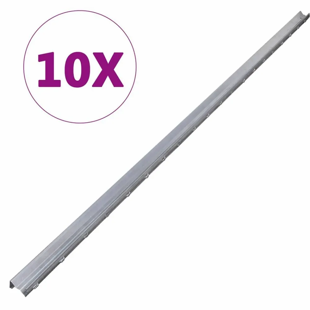 Afrasteringspaal 10 pcs Zilver 200 cm Staal>vidaXL Clearance