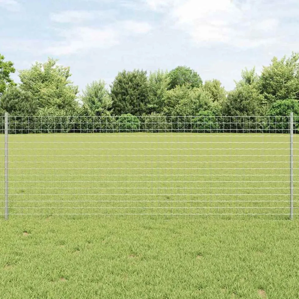 Tuinafscheidingen*vidaXL Afrasteringspaal 5 pcs Zilver 80 cm Staal Ge galvaniseerd staal/zwart