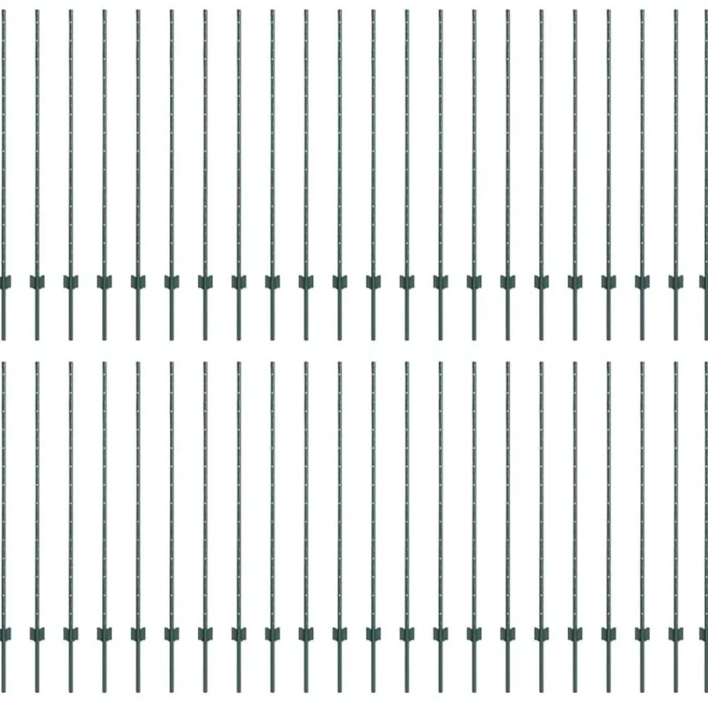 Afrasteringspaal 44 pcs Groen 180 cm Staal>vidaXL Clearance