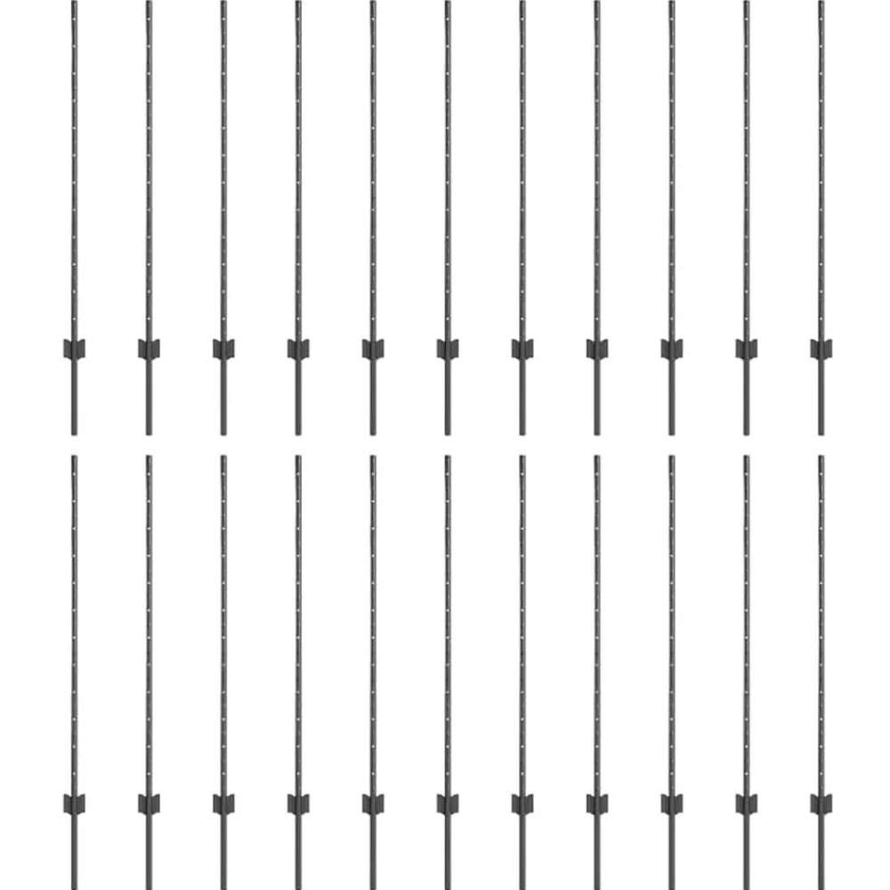 Tuinafscheidingen*vidaXL Afrasteringspaal 22 pcs Grijs 160 cm Staal Staal/grijs