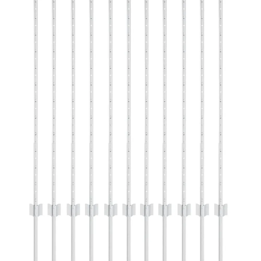 Tuinafscheidingen*vidaXL Afrasteringspaal 11 pcs Zilver 120 cm Staal Ge galvaniseerd staal/zwart