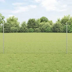 Tuinafscheidingen*vidaXL Afrasteringspaal 11 pcs Zilver 120 cm Staal Ge galvaniseerd staal/zwart