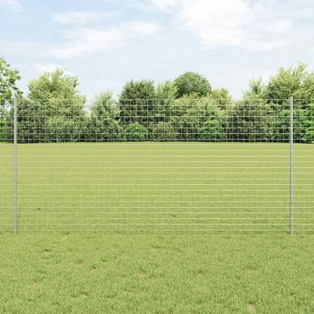 Tuinafscheidingen*vidaXL Afrasteringspaal 11 pcs Zilver 120 cm Staal Ge galvaniseerd staal/zwart