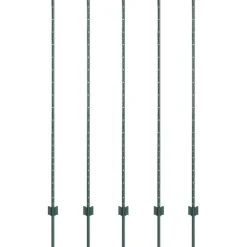 Tuinafscheidingen*vidaXL Afrasteringspaal 5 pcs Groen 150 cm Staal Staal/groen