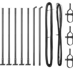 Tuinafscheidingen*vidaXL Afrasteringspaal 7 pcs Staal Grijs