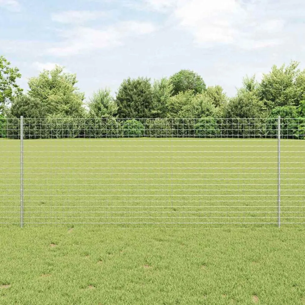 Afrasteringspaal 11 pcs Zilver 100 cm Staal>vidaXL New