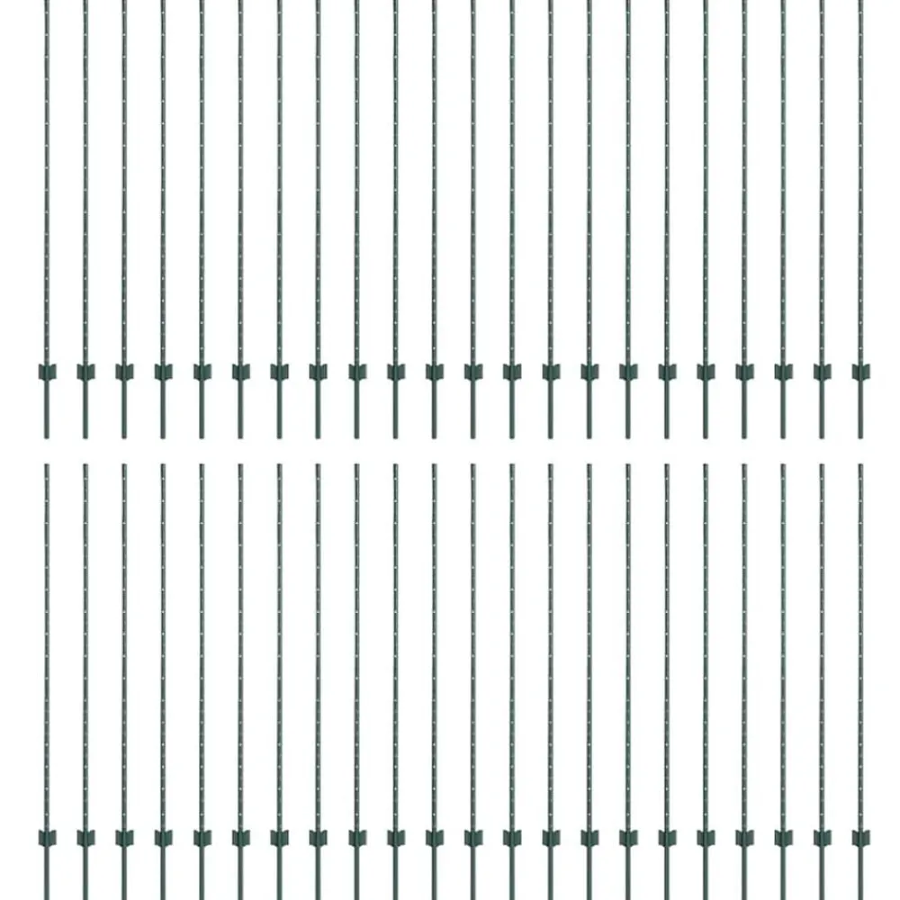 Tuinafscheidingen*vidaXL Afrasteringspaal 44 pcs Groen 200 cm Staal Staal/groen