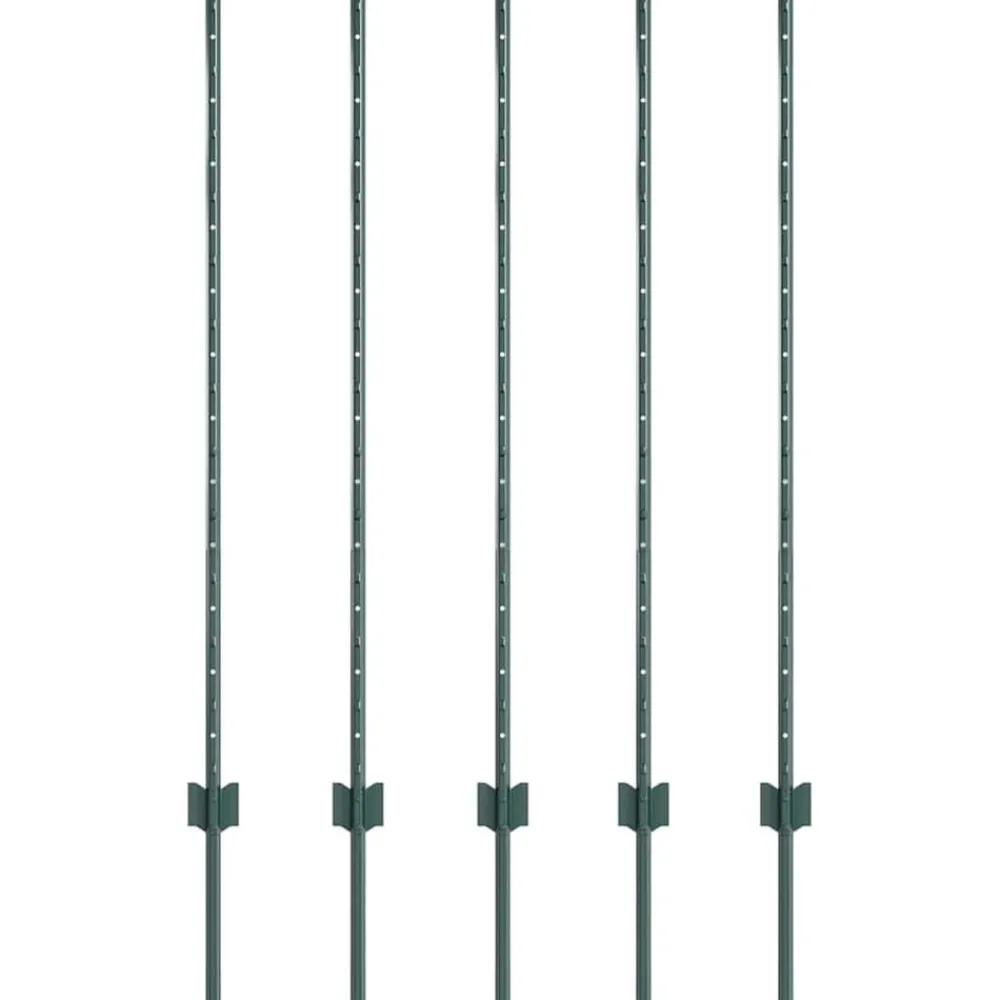 Afrasteringspaal 5 pcs Groen 120 cm Staal>vidaXL Online